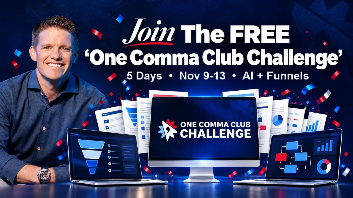 One Comma Club Challenge with Russell Brunson: free 5-day challenge, register now