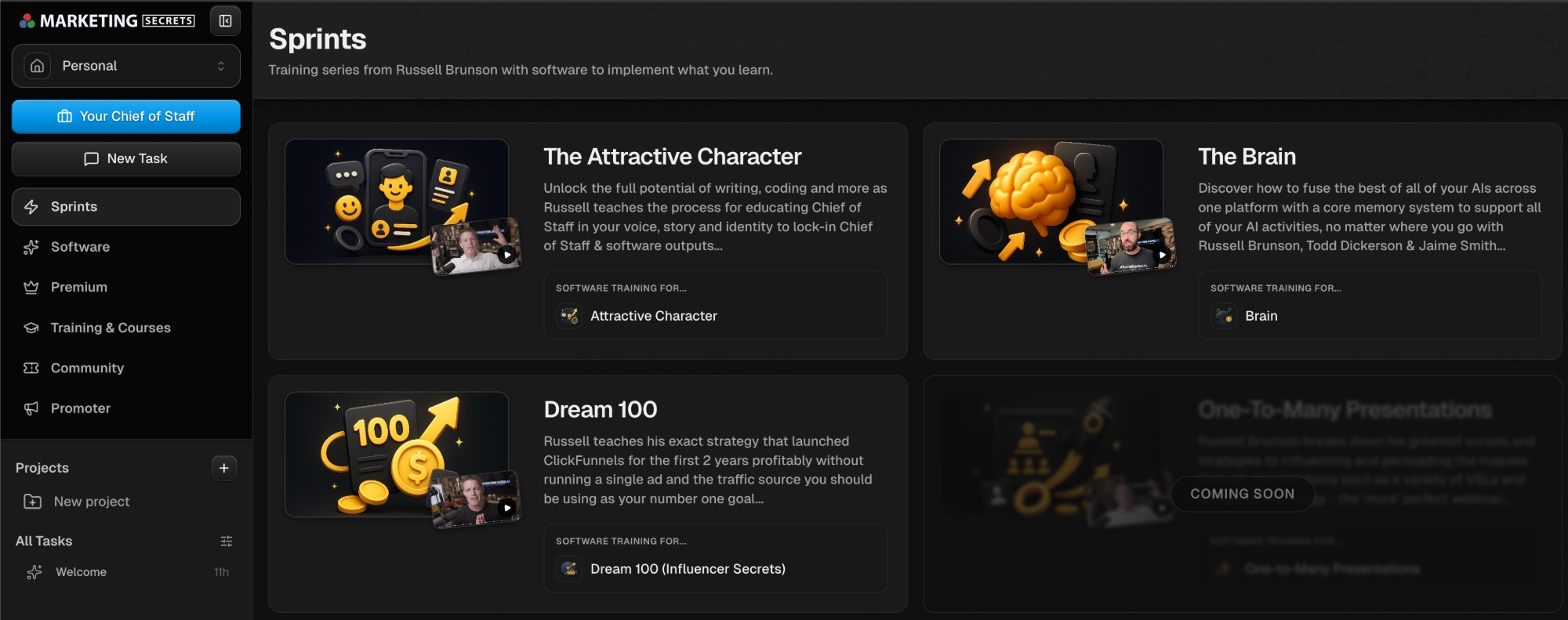 MarketingSecrets.AI Sprints: Attractive Character, Brain, Dream 100 trainings